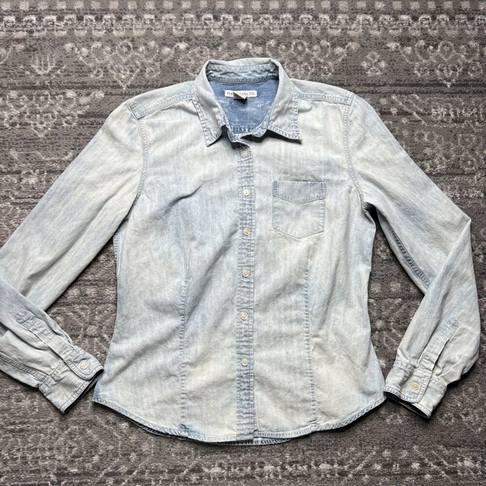 Polo Jeans Co Ralph Lauren Acid Wash Blue Button Up Denim Shirt Medium Vtg 90s